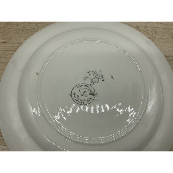 Vintage W.S. George Crest-O-Gold Decorative Plate Courting Couple 22K Gold USA - Picture 12 of 14